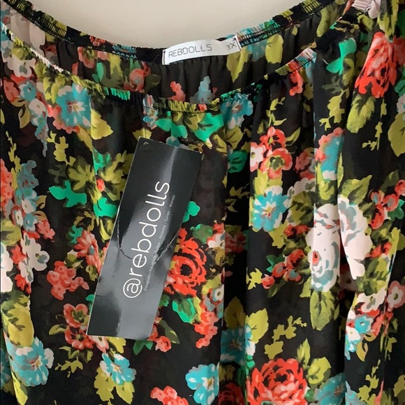 Rebdolls Over The Shoulder Chiffon Top - Size 3X - Picture 3 of 3